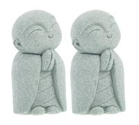 Grès Statue de Bouddha Sculpture Japonaise, 2Pcs pour Jardin | Bouddha Decoration Extérieur, 6x3,5x3,5cm, Décoration Commémorative, Office et Jardin, Style Japonerie