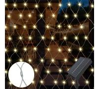 gresonic Rideau lumineux solaire 2 x 3 m 192 LED, guirlande lumineuse décorative blanc chaud, pour intérieur et extérieur, Noël