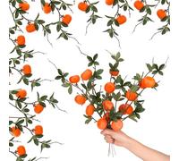 Gresorth Artificiel Mini Orange Branche Faux Réalisme Décoration Vif Fruits Tige Modèle Accueil Armoire Couronne Affichage 4 Pièces