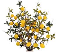 Gresorth Jaune Citron Décoration Artificiel Faux Plastique Branche Réalisme Fruits Bouquet Affichage Maison Armoire Tableau Modèle 3 Pièces