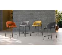 Greta Tabouret En Tissu Noir Lot De 2 Pcs