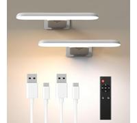 Grevoxy Applique Murale d'intérieur Batterie Rechargeable, Lampe LED Sans Fil pour Tableaux, 3 Températures de Couleur, Éclairage d’Art et Galerie,Lumiere pour Cible de Fléchettes, Blanc, Paquet de 2