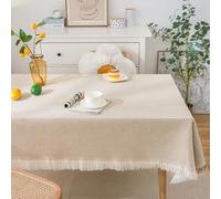 Grewod Nappe Rectangulaire Tissu, 180 x 230 cm, Kaki, Style 6, Nappe de Table Polyester Couleur Unie avec Glands