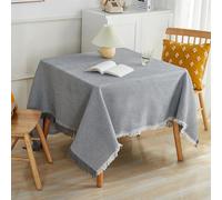 Grewod Nappe Table, 180 x 230 cm, Gris Blanc, Style 5, Rectangulaire, Nappe en Polyester Coton Couleur Unie avec Glands