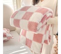 Grexenta Couverture en flanelle à carreaux, douce et confortable, motif quadrillage pour banc, canapé, lit, luxueuse, chaude et confortable, pour toutes les saisons (rose, 100 x 150 cm)