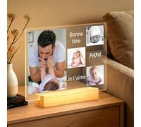 Greysky Cadeau Fete des Peres, Cadre Photo Personnalisé, Lampe Personnalisée avec Photo, Cadre Personnalisé Photo, Cadeaux Anniversaire Papa, Cadeau Personnalisé Papa