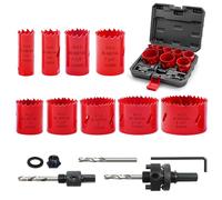 Greywolf Kit de 15 scies cloche bimétalliques M3 en acier rapide avec 9 lames de scie cloche avec mandrin, foret, clé hexagonale, pour métal, bois, plastique