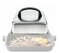 Griddle Melting Dome 23cm Stainless Steel Basting Cover with Cool Handle | Stainless Steel Dome Traps Heat To Melt Cheese And Steam Vegetables Evenly. Great For Burgers, Eggs, And Indoor Or Outdoor