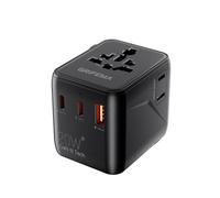 GRIFEMA Adaptateur de Voyage Universel 5 en 1 avec USB C 20 W | 2 USB C PD, 1 USB A et 2 prises AC pour UK, USA, Europe, Australie et Japon