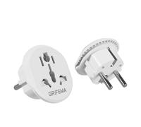GRIFEMA Adaptateur de Voyage Universel vers France Europe, Lot de 2 | Pour prises type C, E et F en France, Espagne et Allemagne, 4000 W