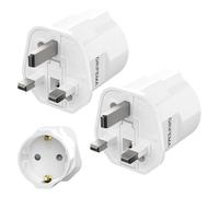 GRIFEMA Adaptateur Prise Anglaise avec fusible 13 A, Lot de 2 | France vers UK type G, Europe 2 broches vers UK 3 broches, pour Londres et Dubaï
