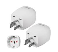 GRIFEMA Adaptateur Prise USA Type B, Lot de 2 | Fiche France vers États Unis, Canada, Mexique et Thaïlande, 250 V 10 A, matériau PC ignifuge
