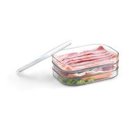 GRIFEMA Boîte Charcuterie Réfrigérateur Transparente Empilable 3 Niveaux | 3 × 550 ml, Sans BPA, Résiste jusqu'à -20 °C, pour Jambon, Charcuterie, Bacon et Fromage