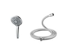 GRIFEMA COMPLENTO-G803 Douchette à Main 5 jets pour Salle de Bain, Grosse Pommeau de Douche & COMPLENTO-G851 Flexible de Douche Universel, Tuyau de Douche Anti-Torsion et Anti-Pliure