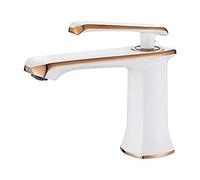 GRIFEMA G1001W Lyon - Mitigeur de Lavabo Blanc Mat, Robinet de Salle de Bain en Alliage Métallique avec Cartouche en Céramique et Système d'Installation Standard