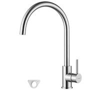 GRIFEMA G4008 Mitigeur Cuisine, Robinet Cuisine Bec Haut Chromé 360° | Acier Inoxydable, Monocommande, Débit Élevé, Économie d'Eau, Flexibles G3/8 Inclus, Cold Start