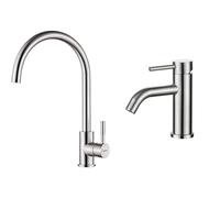 GRIFEMA G4008, Robinet de Cuisine ColdStart, Mitigeur Chaud et Froid à Poignée & Ibergrif M11003A, Mitigeur de Lavabo - Robinet de Salle de Bains Monocommande, Robinets de lavabo à Tiroir