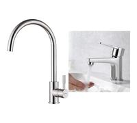 GRIFEMA G4008, Robinet de Cuisine ColdStart, Mitigeur Chaud et Froid à Poignée & Ibergrif Star M11057, Mitigeur de Lavabo - Robinet de Salle de Bains Monocommande, Robinets de lavabo à Tiroir en Céra