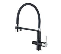 GRIFEMA G4010B-2 Dover, Mitigeur d'évier 3 Voies pour Purificateur D'eau à Filtre, Robinet de Cuisine Noir avec Douchette, 3/8 de pulgada, Exclusivité Amazon