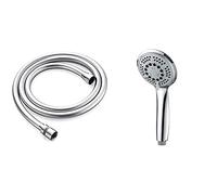 GRIFEMA G852-20 Flexible Anti-Torsion Douchette, Tuyau de Douche 2.0 M, Caoutchouc, Blanc, Exclusivité Amazon & COMPLENTO-G804 Douchette à Main 5 jets pour Salle de Bain, Moyen Pommeau de Douche