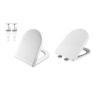GRIFEMA G951 - Abattant WC Forme D, Lunette de Toilette, Fermeture en Douceur, Dégagement Rapide & Ibergrif M41001, Cuvette Toilette avec Frein de Chute, Lunette WC Blanc