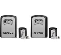 GRIFEMA GA1003, Murale Boite a vec Code Sécurisée Exterieur, Résistant aux Intempéries, Cofre Fort Robuste, pour les Cartes, Alliage de Zinc, Gris (Lot de 2)