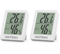GRIFEMA GA2902 Mini Hygromètre Numérique Thermomètre Intérieur de l'hygromètre, Petit Testeur d'humidité Numérique, Convient Pour Serres, Pépinières, Caves, Thermomètre pour reptile, Blanc (Lot de 2)