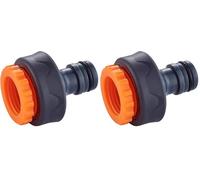 GRIFEMA GE1101, Nez de Robinet, Connecteur de robinet de jardin, Raccord de robinet femelle 3/4 pouces - 1/2 pouces universel, facile à installer, Orange/Gris, [Exclusivité Amazon] (Lot de 2)