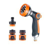 GRIFEMA GE1303-1,Ensemble de pistolet d'arrosage, Pistolet multifonction haute pression avec interrupteur au pouce, 2 raccords d'eau, 1 raccord de robinet, Exclusivité, Noir