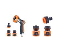 GRIFEMA GE1303-1,Ensemble de pistolet d'arrosage, Pistolet multifonction haute pression & GE1103, Kit de Raccordement de Robinet/Tuyau de Jardin avec Connecteur Waterstop 1/2"