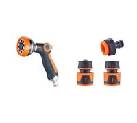 GRIFEMA GE1303 Pistolet arrosage du jardin 8 modèles réglables, pulvérisateur multifonctionnel & GE1103, Kit de Raccordement de Robinet/Tuyau de Jardin avec Connecteur Waterstop 1/2"