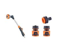 GRIFEMA GE1305, Pistolet arrosage 8 modèles réglables, Pistolet de pulvérisation allongé & GE1103, Kit de Raccordement de Robinet/Tuyau de Jardin avec Connecteur Waterstop 1/2"
