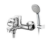 GRIFEMA Mitigeur de Baignoire, Douche/Robinet Monocommande de Bain avec Flexible, Douchette 5 Jets, Support, Chromé, G13003