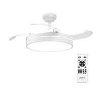 GRIFEMA Ventilateur de Plafond avec Lampe et Télécommande, Ventilateur de Plafond Retractable Silencieux avec Moteur DC 30W, 6 Vitesses, Luminosité et Couleur Réglables en Continu, Mémoire, GD105