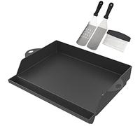 GriHero Plaque de cuisson universelle en fonte avec grattoir et spatule, revêtement antiadhésif de qualité supérieure pour la plupart des barbecues à gaz et barbecues au charbon de bois, 45,3 x 36,5