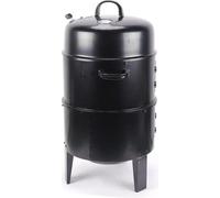 Gril à charbon de bois et fumoir - Four à barbecue rond - 2 niveaux - Diamètre 40 cm - Hauteur 84 cm - En fer - Noir