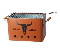 Gril à charbon de bois portable - PROGARDEN - GRILL KING - 43 x 20 cm - couleur brique mate