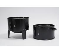 Gril à charbon de bois vertical 3-en-1 - Amovible - 2 niveaux - Pour fumer, mijoter et griller - Diamètre de 40 cm - Hauteur de 84 cm - Noir