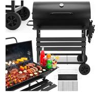 Gril à charbon - SPRINGOS - BQ0031 - Couvercle avec thermomètre - Grille 2 pièces - Roulettes