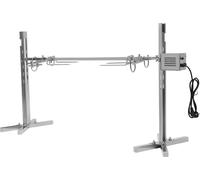Gril à cochon de lait en acier inoxydable, gril électrique de rôtisserie avec moteur, broche avec fourchettes à viande, 220 V, argenté