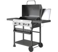 Gril à gaz 12 KW 4+1 brûleurs Chariot de barbecue en acier inoxydable avec brûleur latéral thermomètre grille de cuisson ouvre-bouteille étagères latérales gril à gaz pour balcon camping 135 x 55 x 10