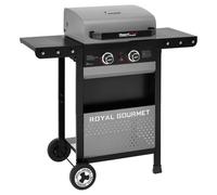 Gril à Gaz de Puissance 5kW Royal Gourmet, 2 Brûleurs Barbecue Gaz sur Chariot avec tables d¿appoint pliantes et panier de rangement,Adapté pour Jardin et Extérieur, Noir