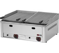 Gril à gaz KBS en pierre de lave, 2 zones de cuisson, 13 kW, 660 x 600 x 290 mm, 400 volts, modèle de comptoir