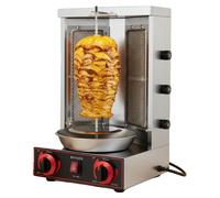 Gril à gaz pour kebab, puissance de 3000 W, rotation à 360°, double système de chauffage,par bouton rotatif, modèle sur pied ou à poser sur un plan de travail