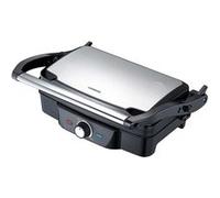 Gril à Panini 1600W avec Poignée à Contact Froid et Bouton Réglable Noir / Argent