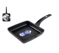 BRA Efficient | Rôtissoire grill à rayures, en fonte d'aluminium avec revêtement antiadhésif, tous feux dont induction, sans PFOA, noir, 22 x 22 cm