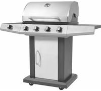 Gril barbecue à gaz avec roue Argenté Acier avec Tuyau en Métal