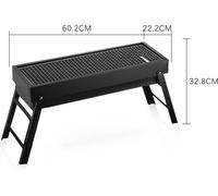 Gril barbecue portable multifonction sans fumée Gril à charbon de bois pliable pour le camping, la randonnée, le pique-nique et les voyages (Environ 60,2x22,2x32,8cm / 23,7x8,7x12,9in ) avec plaque en