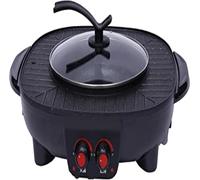 Gril BBQ électrique & Hotpot - Gril de table 2 en 1 - 2100 W - Sans fumée - Pot Shabu Shabu - Chauffage rapide - Montage facile - Noir
