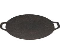 Gril coréen - Plaque de cuisson plate - Pour une utilisation en extérieur - Revêtement antiadhésif - Diamètre de 25 cm - Noir et gris
